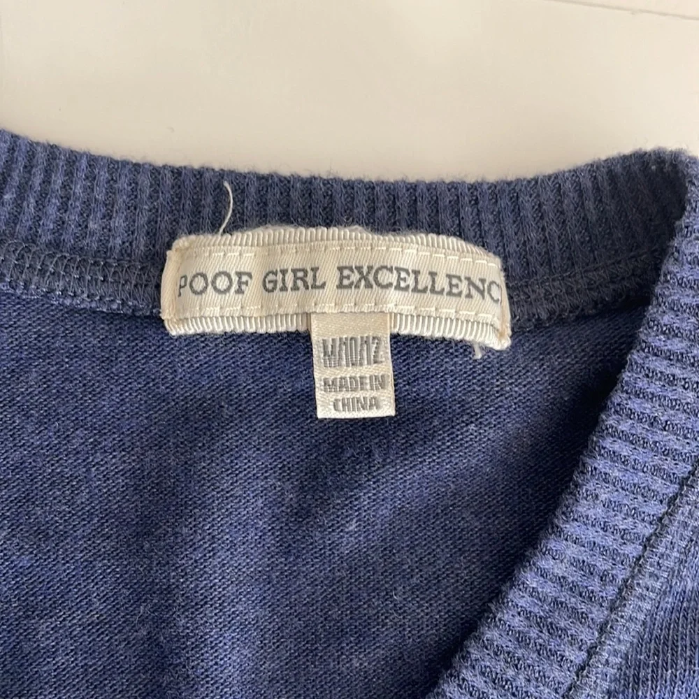 Poof Girl Excellence Button-up Sweater Navy Blue Girls 10/12